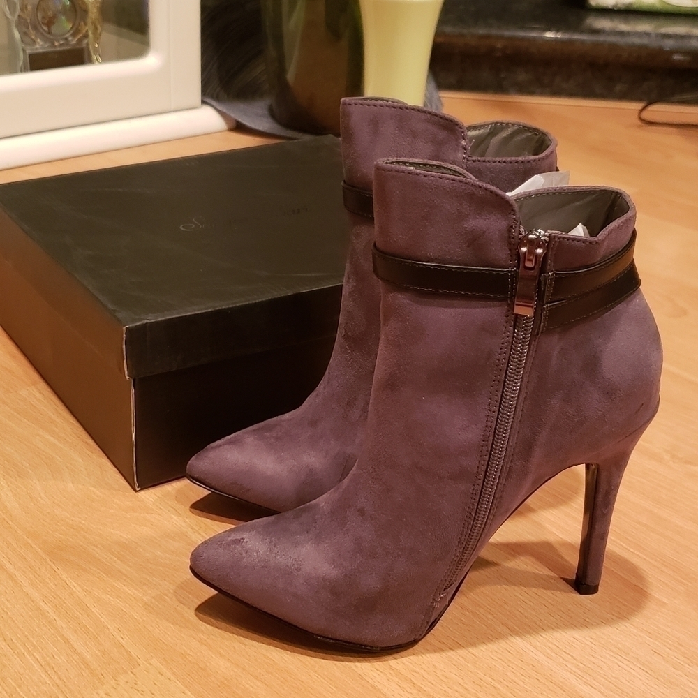 Nicole Faux Suede Stiletto Boots in Gray